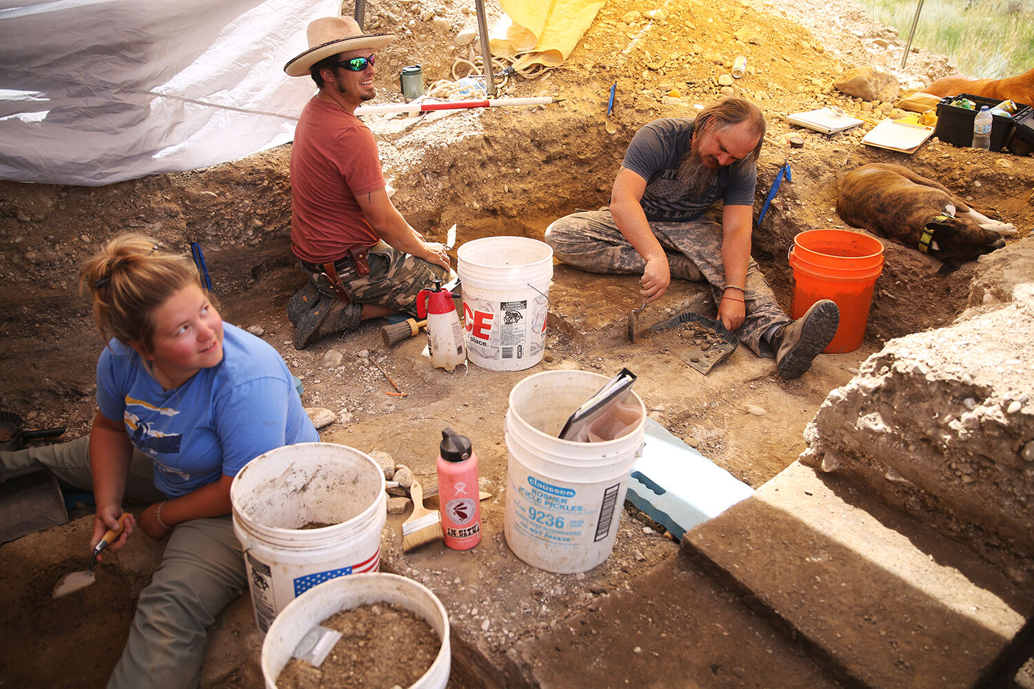 Jolie Magelky, Tyson Arnold and Colt Marcum laugh about a previous site
